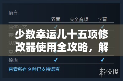 少數幸運兒十五項修改器使用全攻略，解析其在資源管理中的重要性及高效應用技巧