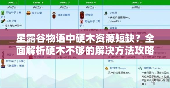 星露谷物語(yǔ)中硬木資源短缺？全面解析硬木不夠的解決方法攻略