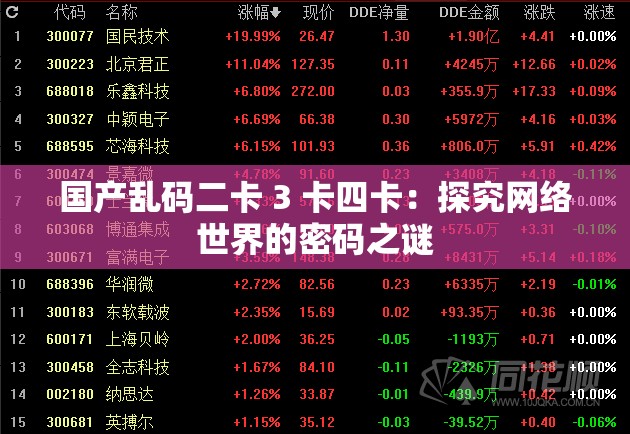 國產(chǎn)亂碼二卡 3 卡四卡：探究網(wǎng)絡(luò)世界的密碼之謎